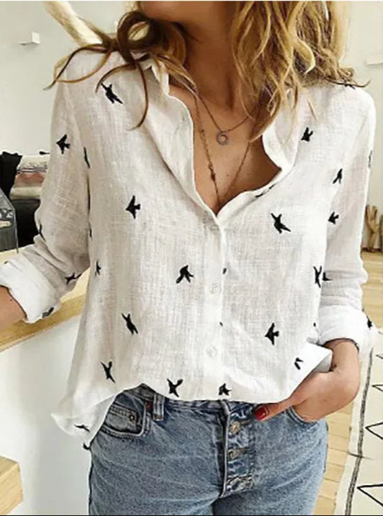 Herbstliche Vintage Bluse aus Leinenmix – Clara