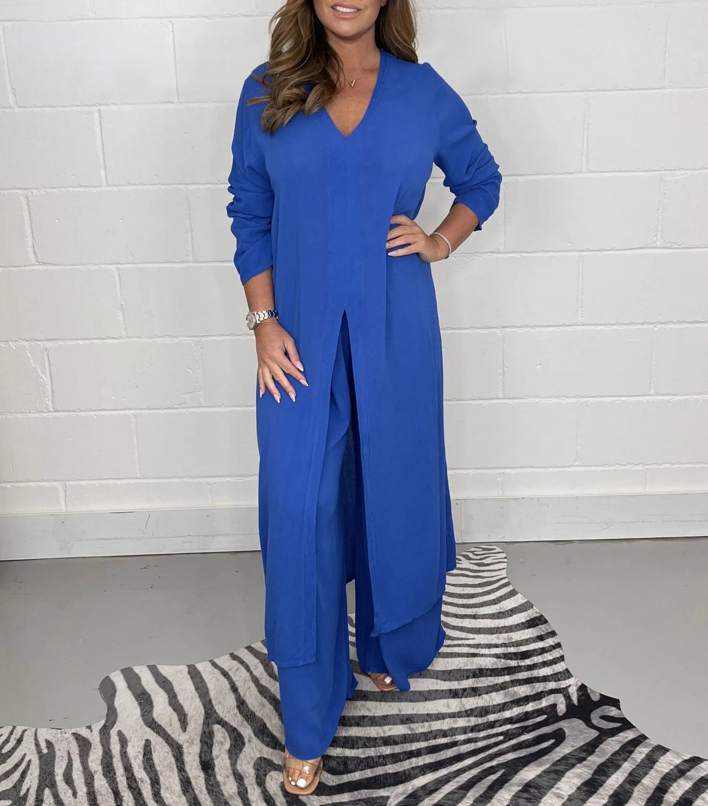 Zweiteiliges Damen Herbst-Set mit weiter Hose – Trendig & Luftig – Cosima