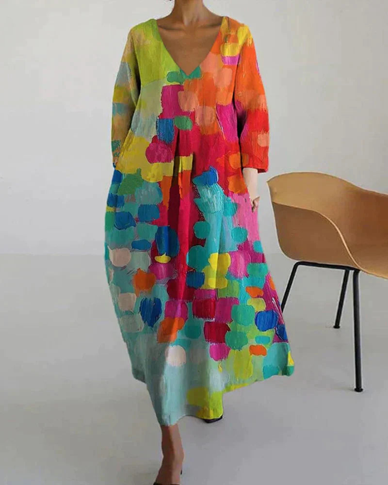 Herbstliches Bunt Bedrucktes Kleid - Yara