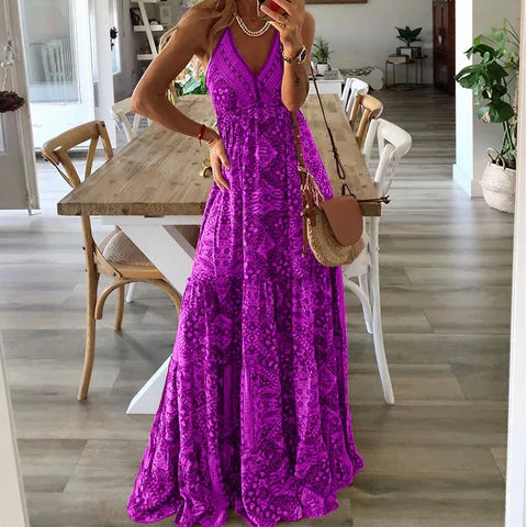 Sommerliche Boho-Maxikleid mit Blumenprint – Isabella