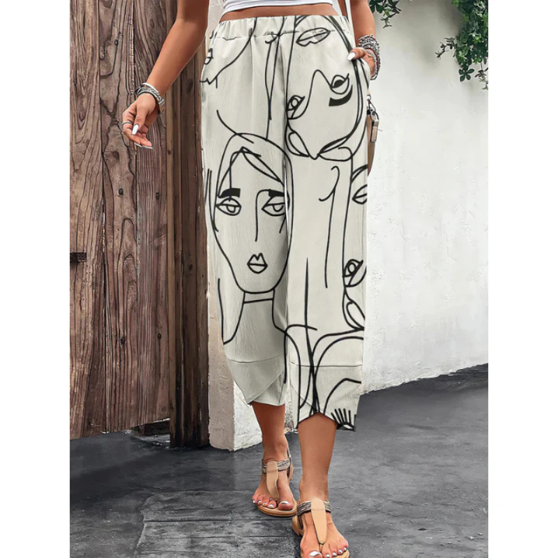 Lässige Damen Herbsthose mit weitem Bein & Elastikbund – Yara