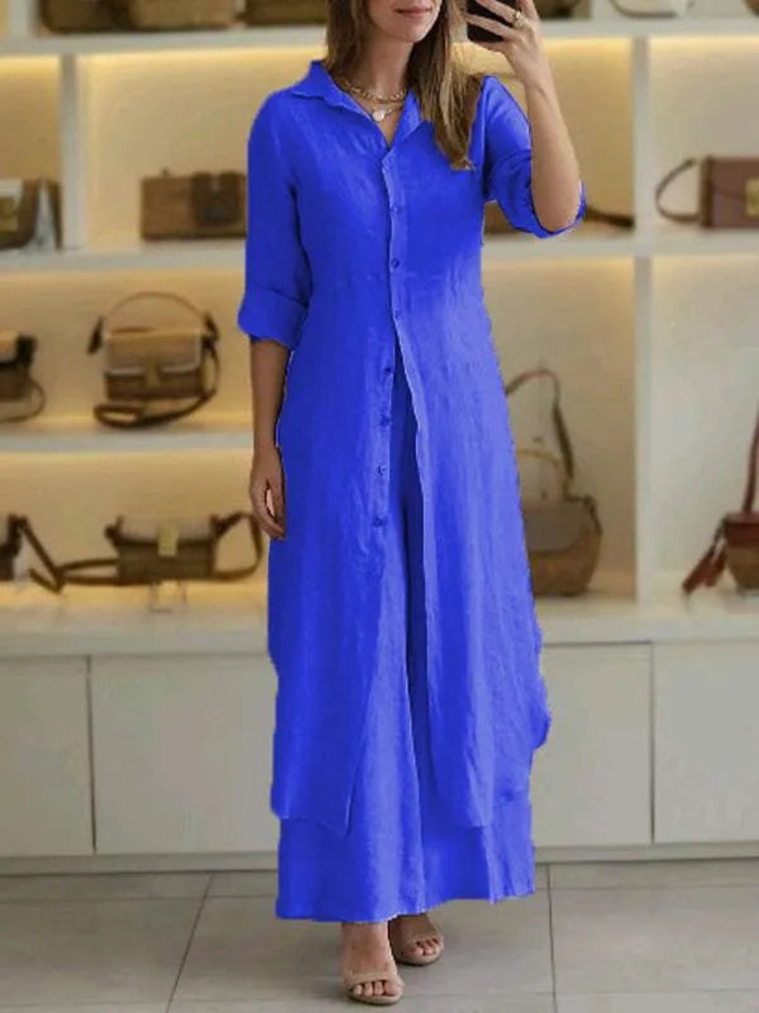 Zweiteiliges Damen Herbst Set aus Leinen – Amaya