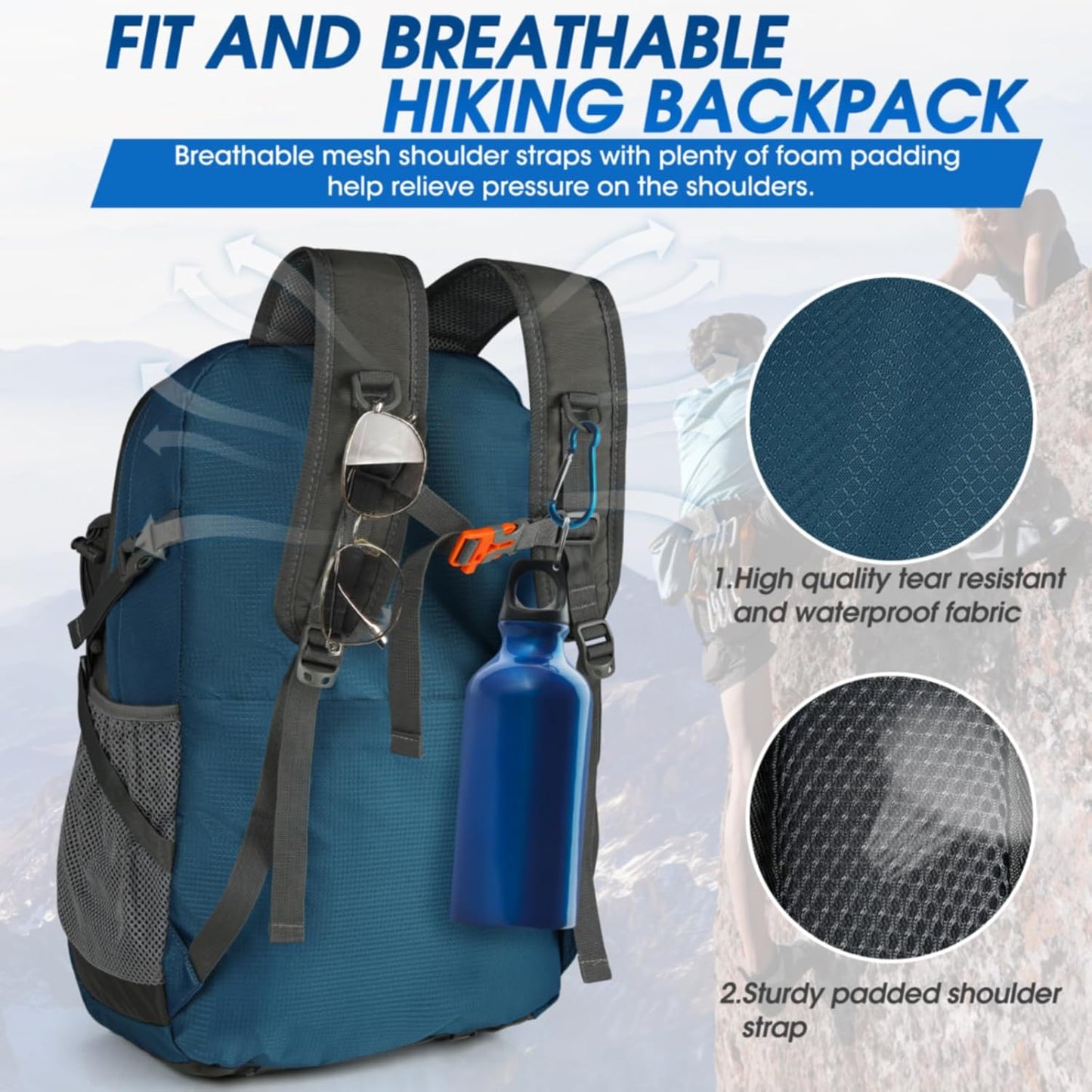 40L Wasserdichter Wander- und Campingrucksack – Leicht & Faltbar – 2 zum Preis von 1