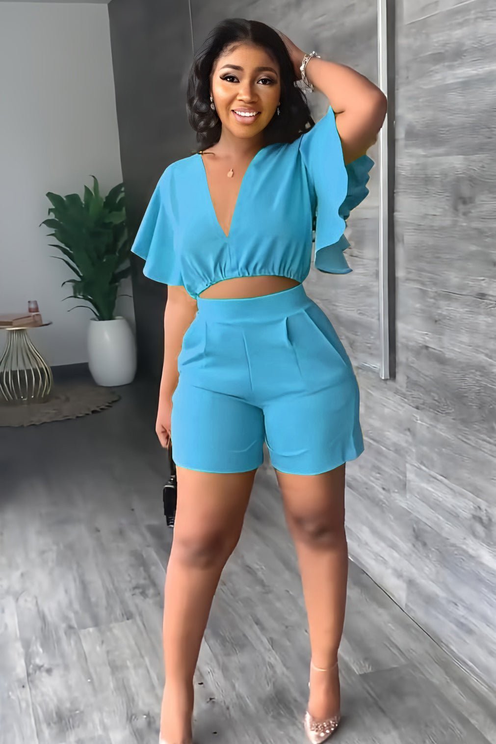 Trendiges Sommer-Zweiteiler Set mit Falten-Design – Marlene