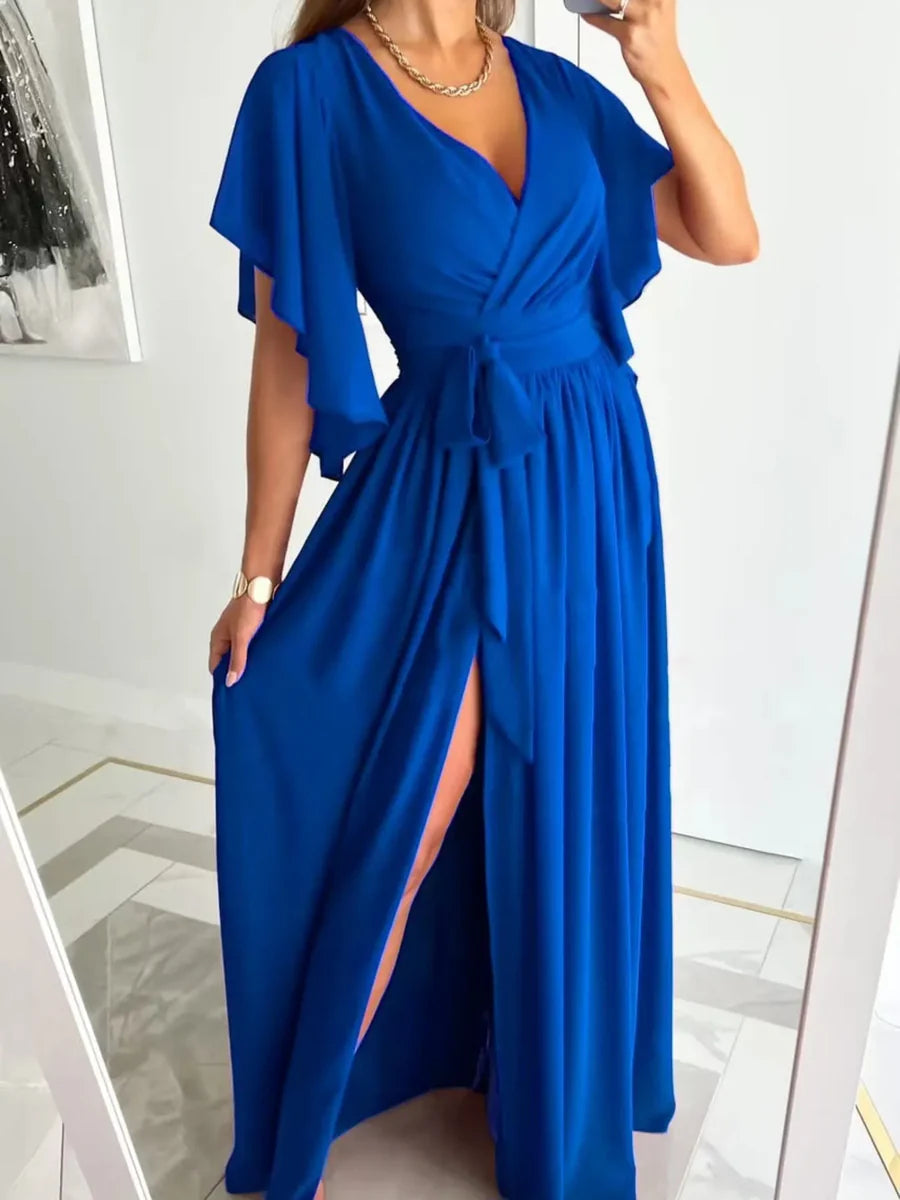V-Ausschnitt Sommerkleid mit Bell Sleeves – Sofia