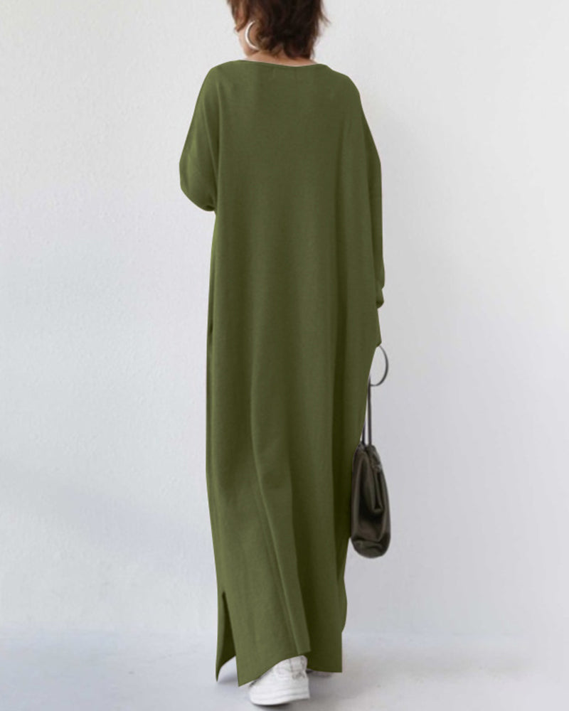 Herbstliches Maxikleid aus Baumwoll-Leinen-Mix – Sorella