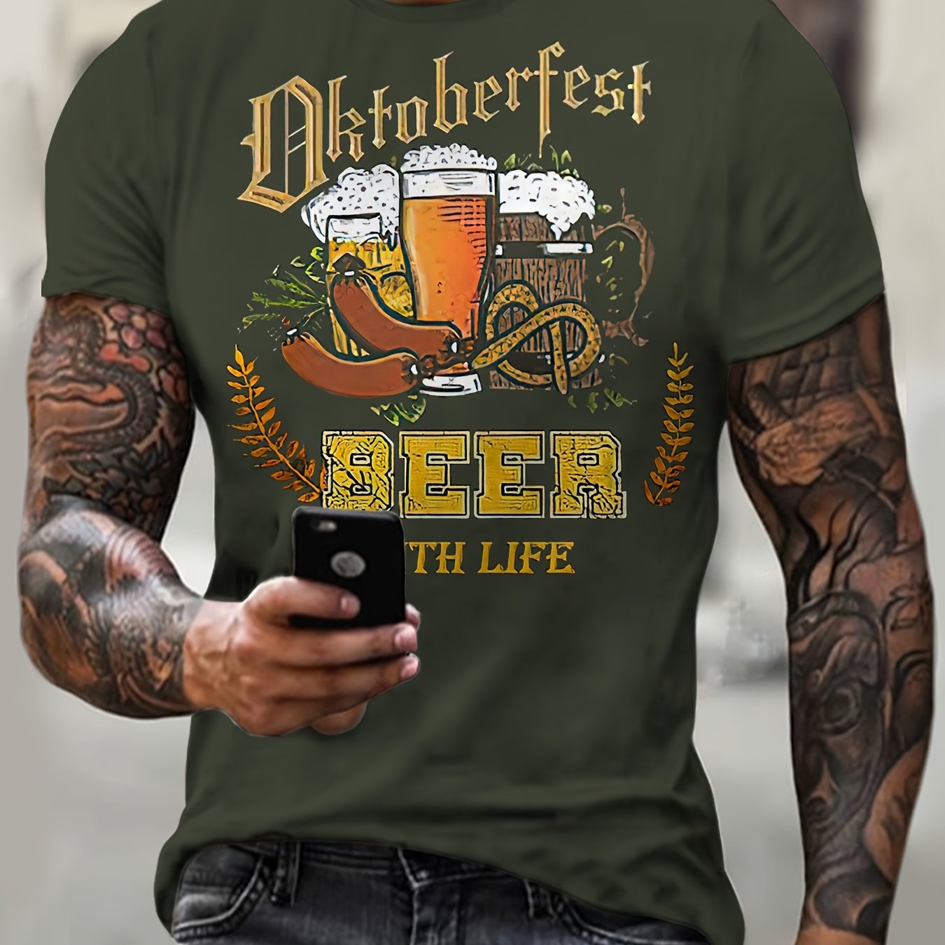 Herren Kurzarm T-Shirt mit Bier-Print – Markus Oktoberfest 2026