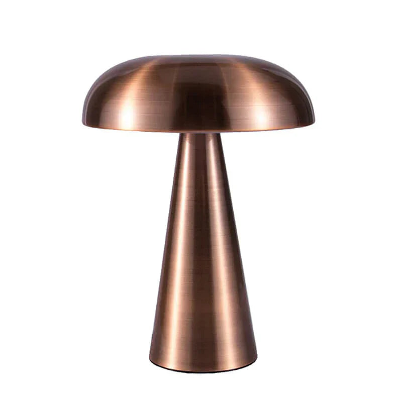 Bronzefarbene Tischlampe, Pilzform, modernes Design, Metall, Wohnkultur, Beleuchtung.