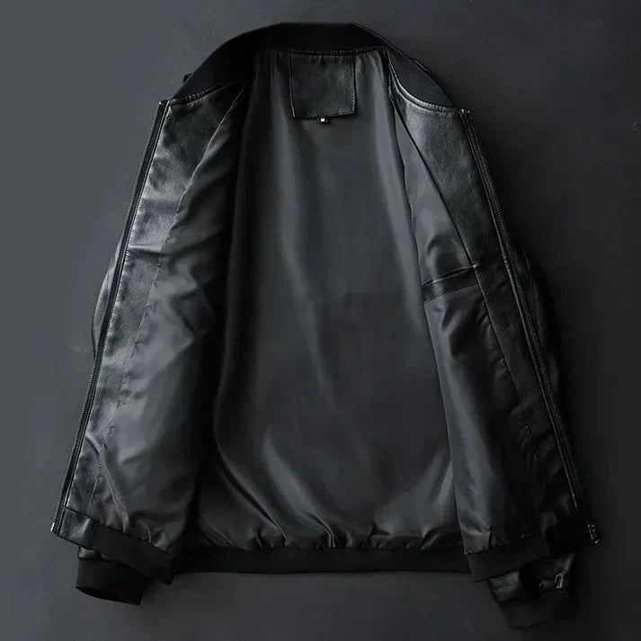 Stilvolle Herren Lederjacke aus Kunstleder mit herbstlichen Präzisionsdetails – Tarek