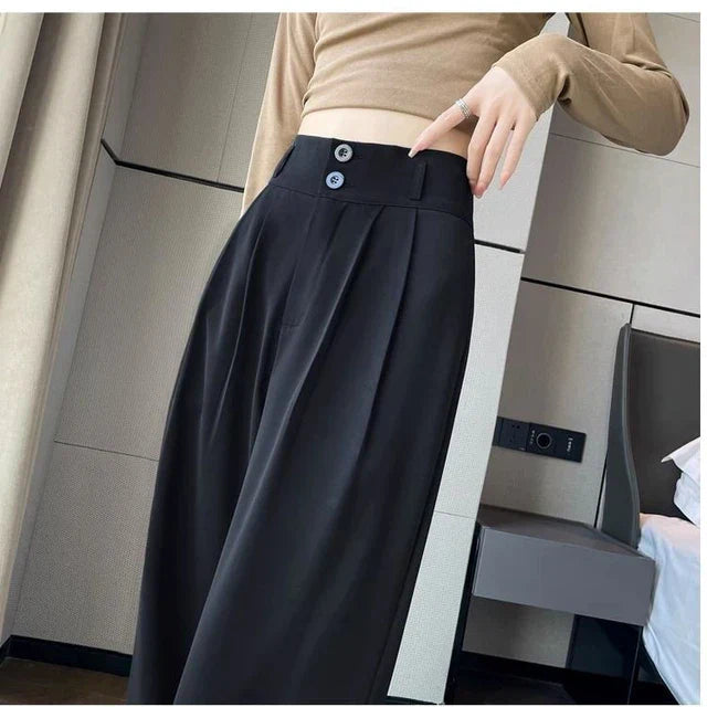 Schwarze Damen High Waist Palazzo-Hose – Elara Herbstzauber Edition