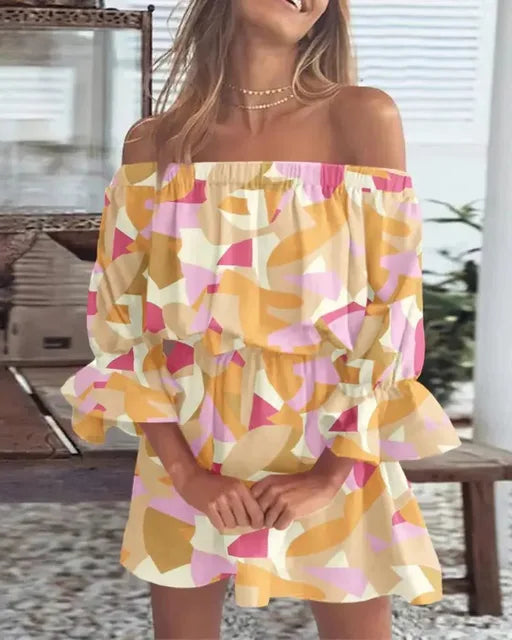 Trendiges Boho-Minikleid mit One-Shoulder-Design und luftiger Passform - Ysa