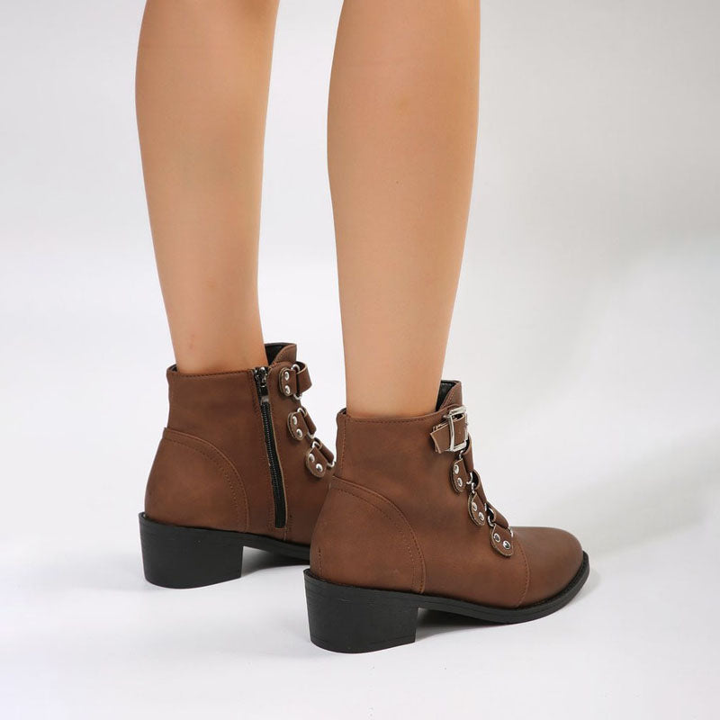 Damen Stiefeletten mit Blockabsatz im Vintage Look – Yolisa