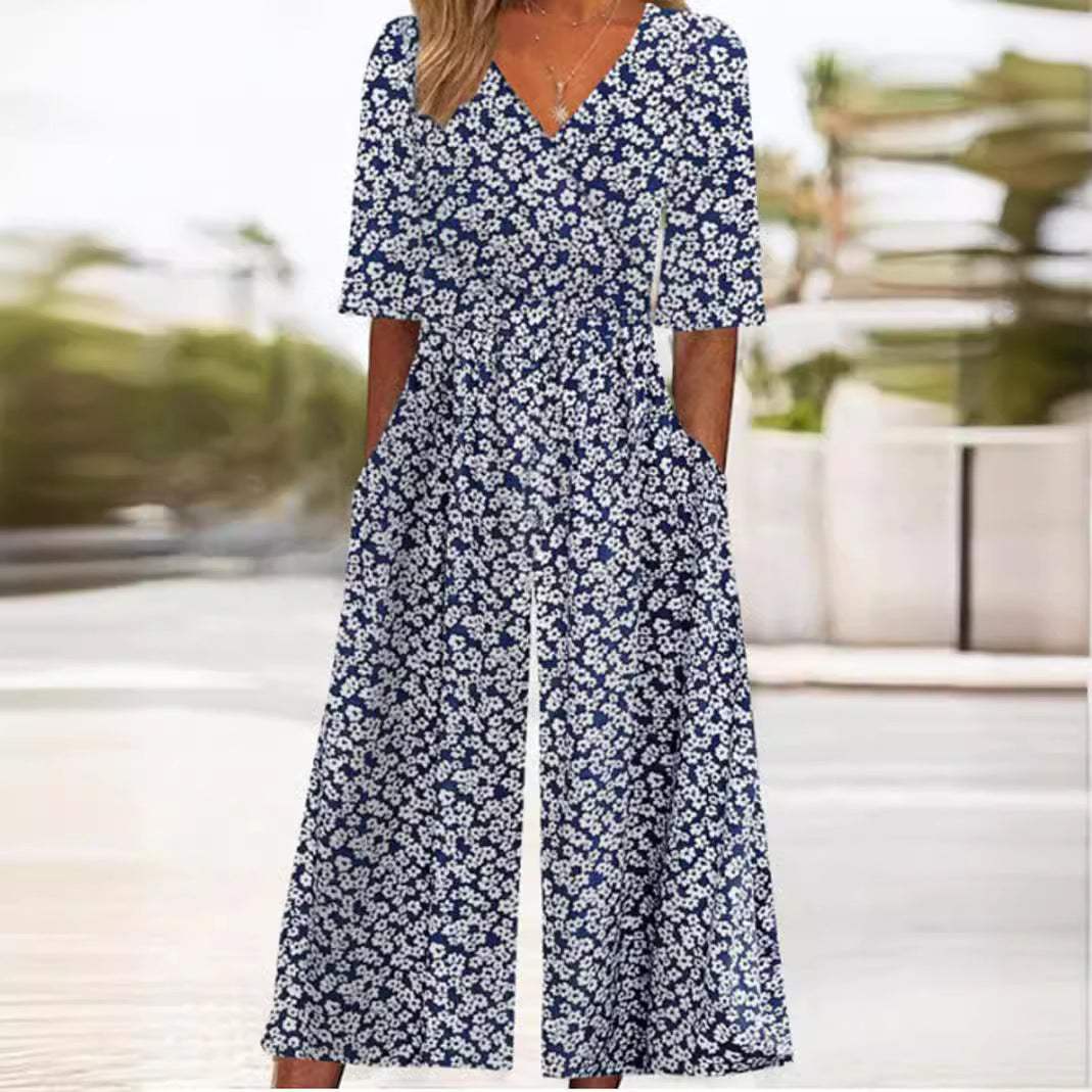 Herbstlicher & Stilvoller Damen Jumpsuit mit Weitem Bein – Elina