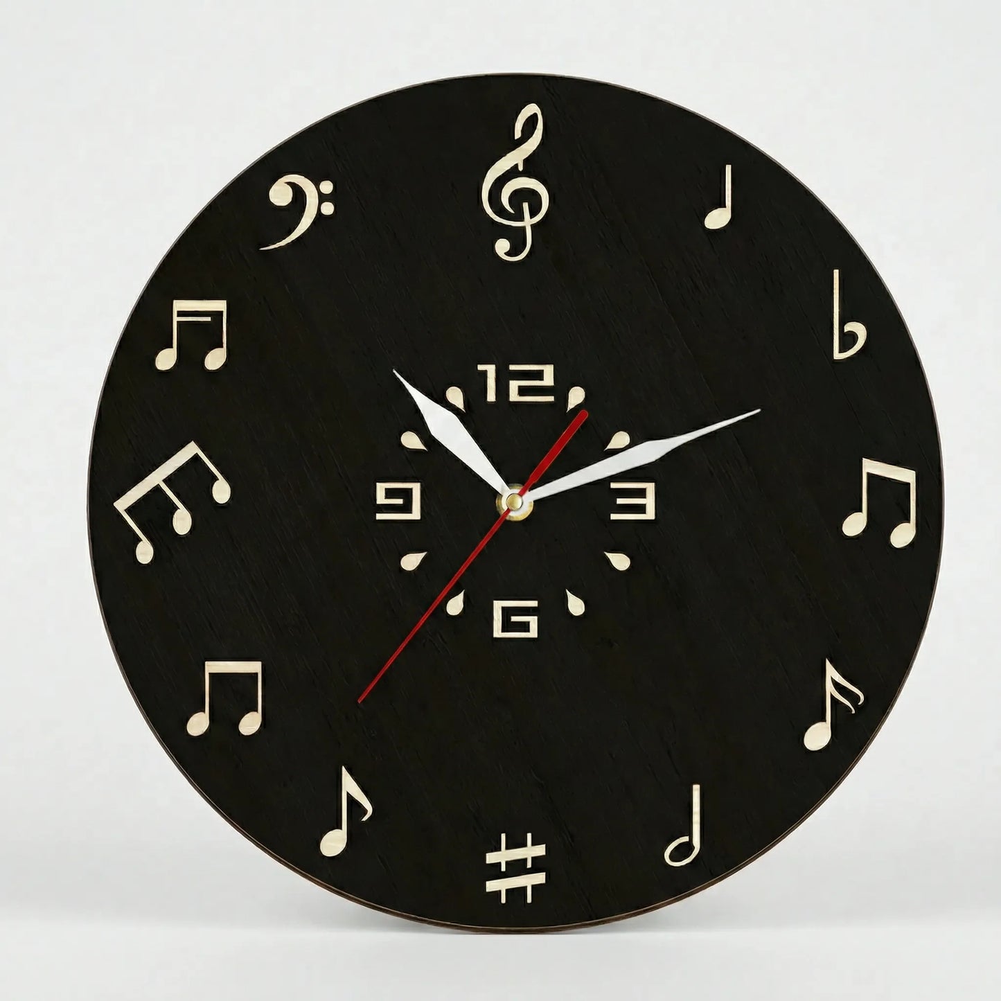Runde Wanduhr Mit Notenmotiv - Melodiqueo