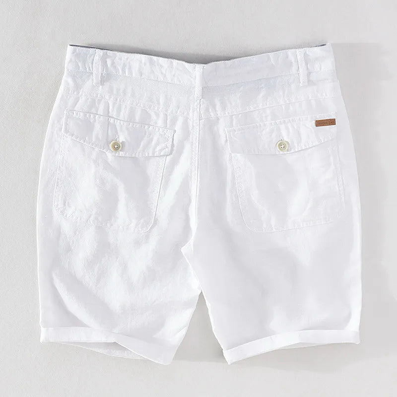 Strandshorts Herren Leinen-Baumwolle Sommerlook mit Knopfverschluss - Sandro