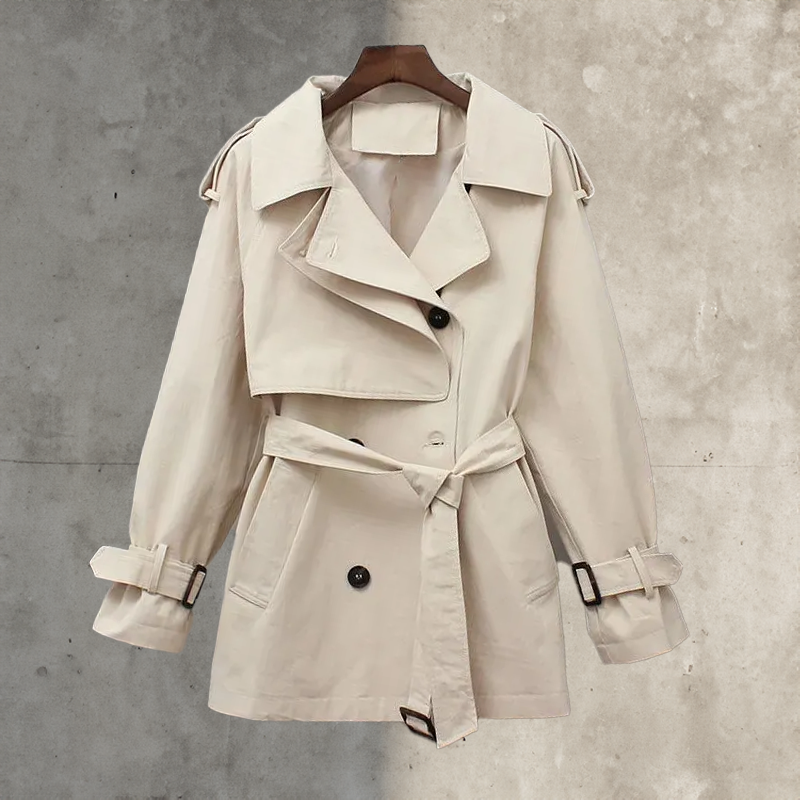 Damen Trenchcoat doppelt geknöpft mit Gürtel – Rosemary