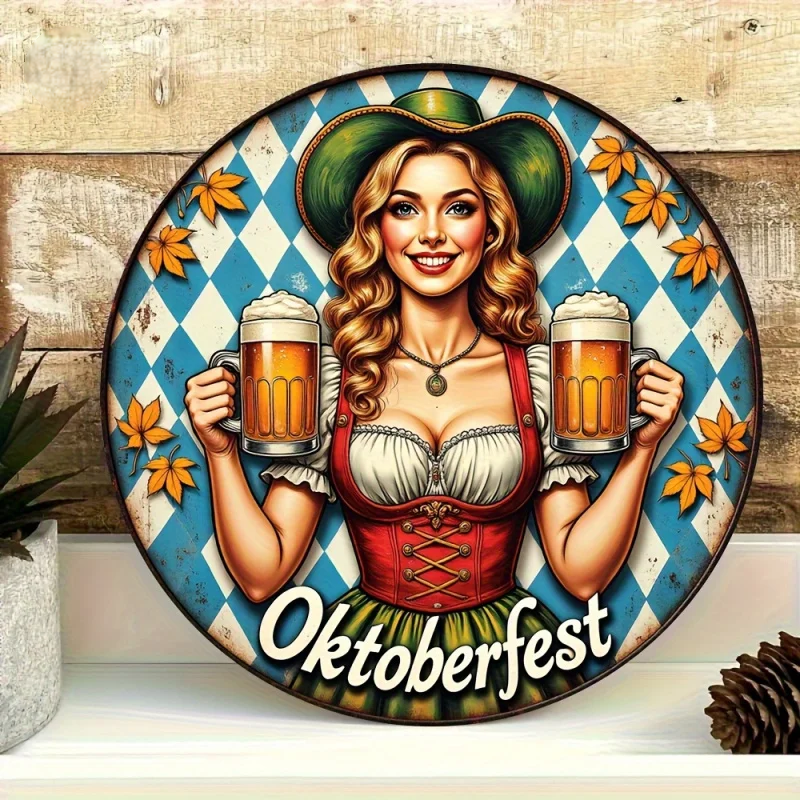 Runde Wanddeko „Oktoberfest-Madl“ (20 cm) – BierMaid Art Oktoberfest 2026