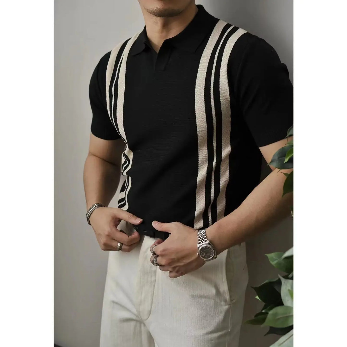 Slim Fit Herren-Poloshirt mit Reißverschluss – Fabrizio
