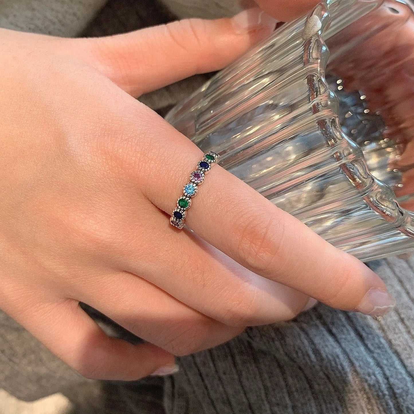 Silberner Blumensteinring - EleganzRing