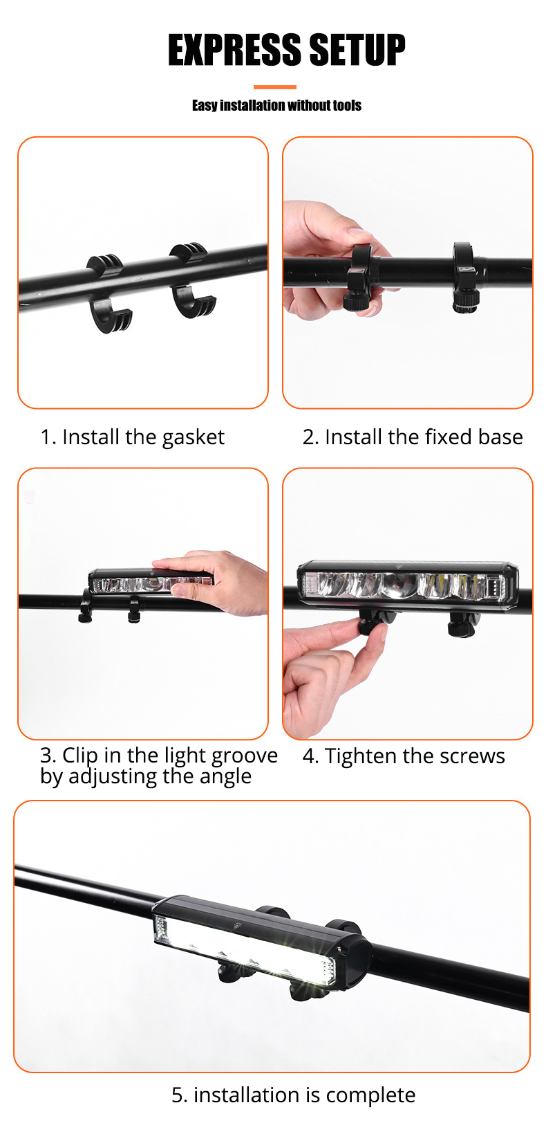 LED-Lichtleiste schwarz, einfache Montage, werkzeuglos, für Innenraumbeleuchtung.