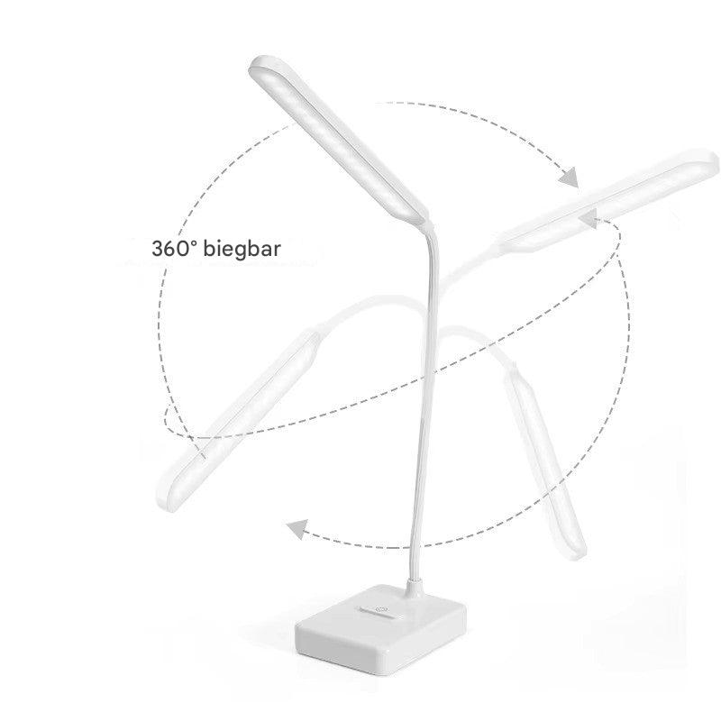 Weiße LED-Tischlampe, 360° biegsam, flexibel, modernes Design, energiesparend.