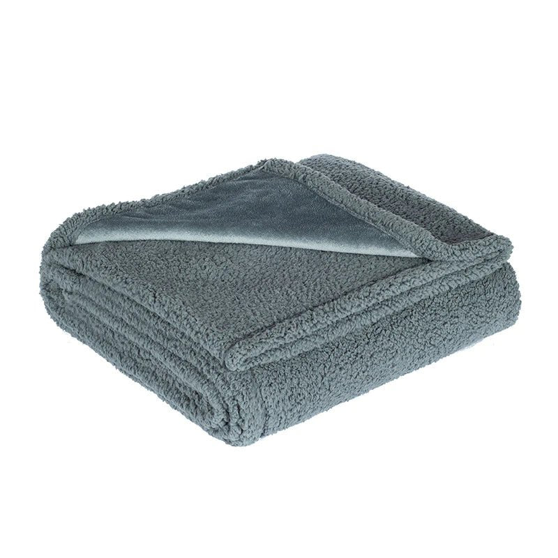 Graue wasserdichte Decke, flauschig, ideal für Outdoor, Picknick, Reisen, gemütlich, warm.