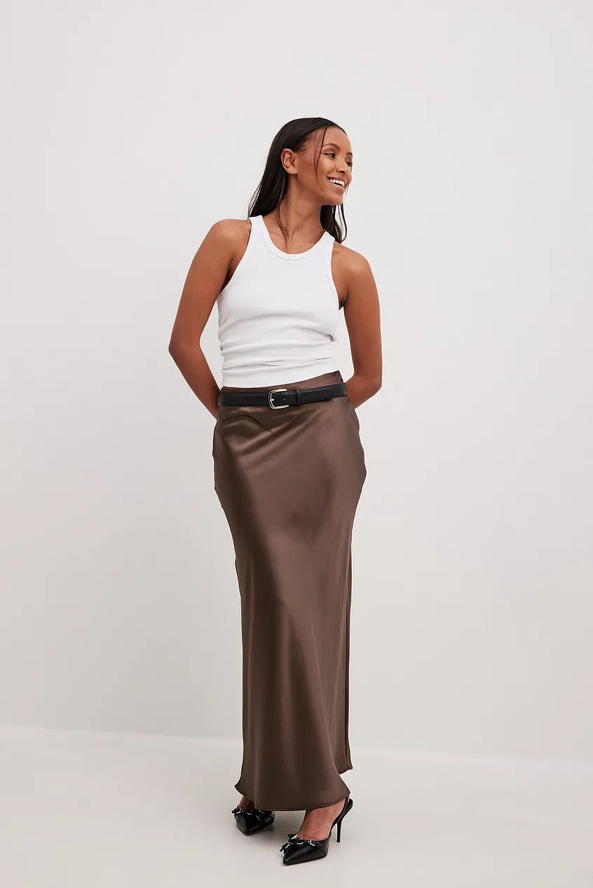 Satinierten Damenrock mit Hoher Taille – Elena Herbstzauber Edition