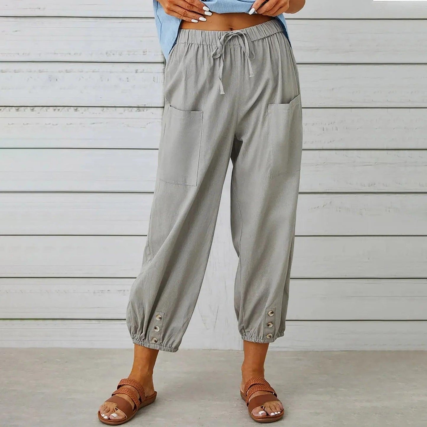 Leichte Herbst-Leinenhose mit Kordelzug & weitem Schnitt – Mira