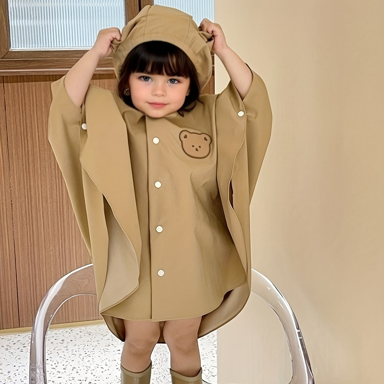 Kinder Regenjacke mit Bären- oder Hasenmotiv – Wasserdicht & Leicht für den Herbstzauber