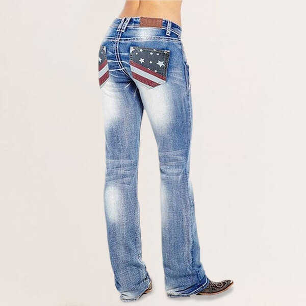 Damen-Bootcut-Jeans mit Flaggen-Details – Madison