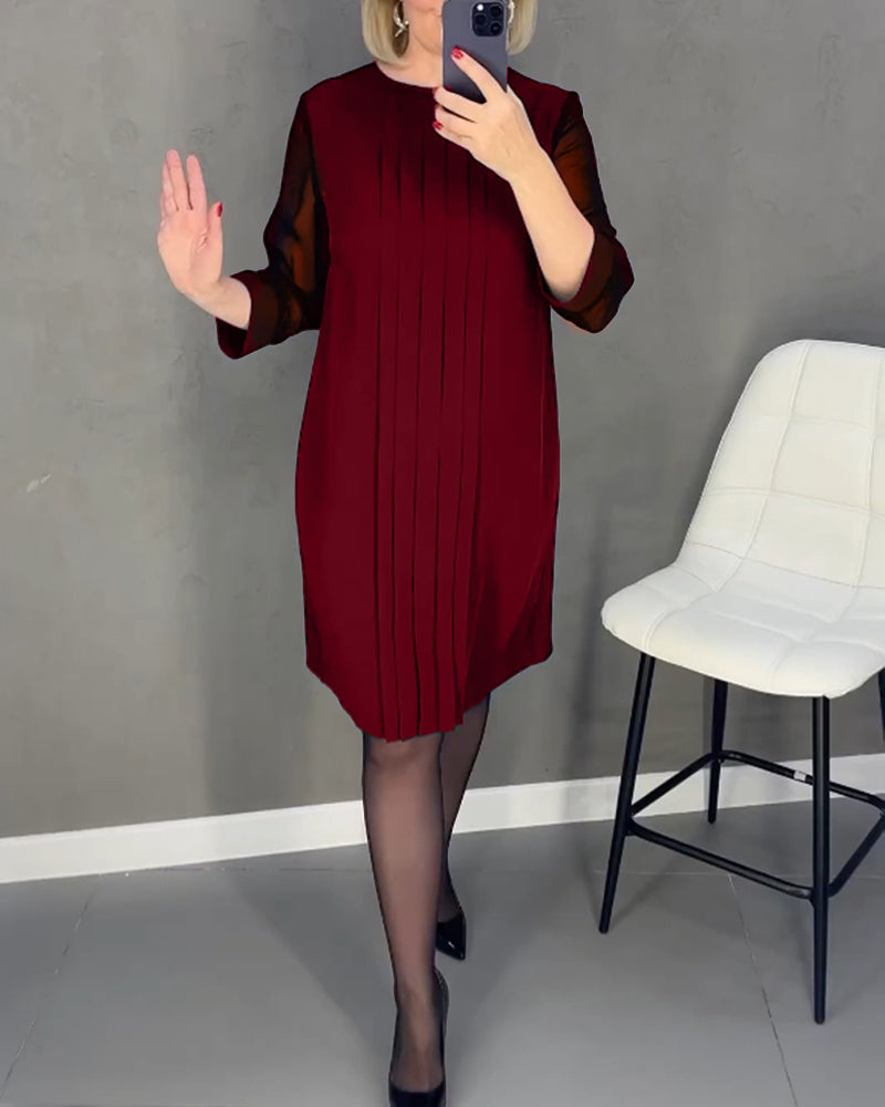 Elegantes Herbst-Shiftkleid mit Mesh-Details – Gabrielle