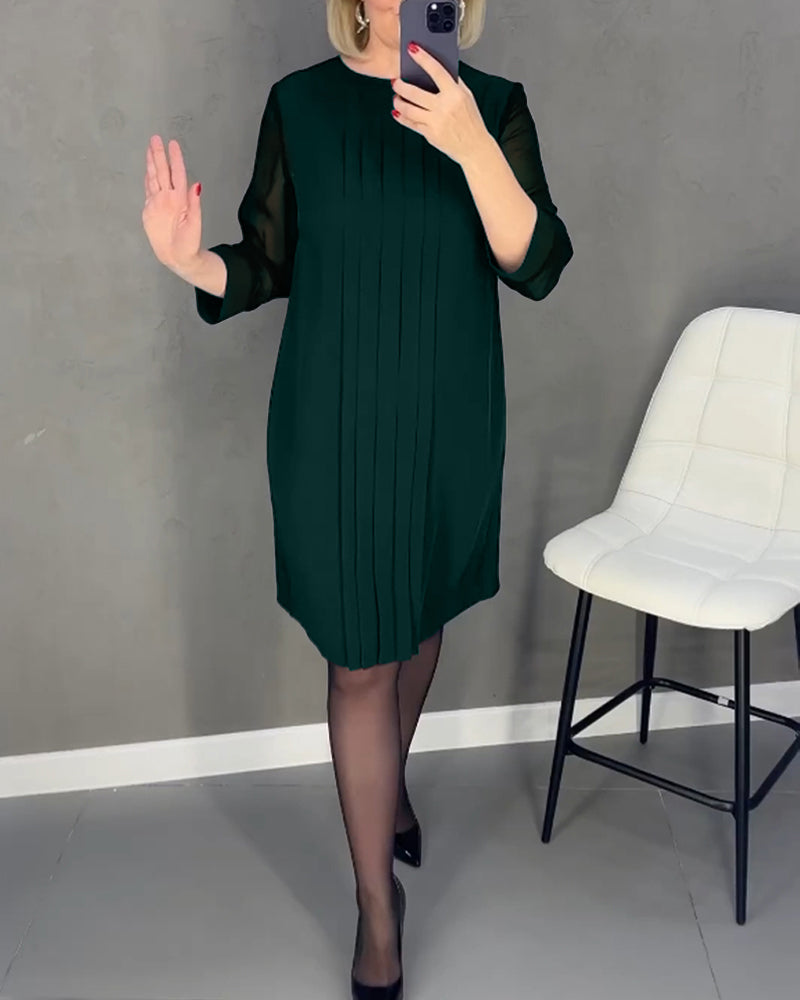 Elegantes Herbst-Shiftkleid mit Mesh-Details – Gabrielle