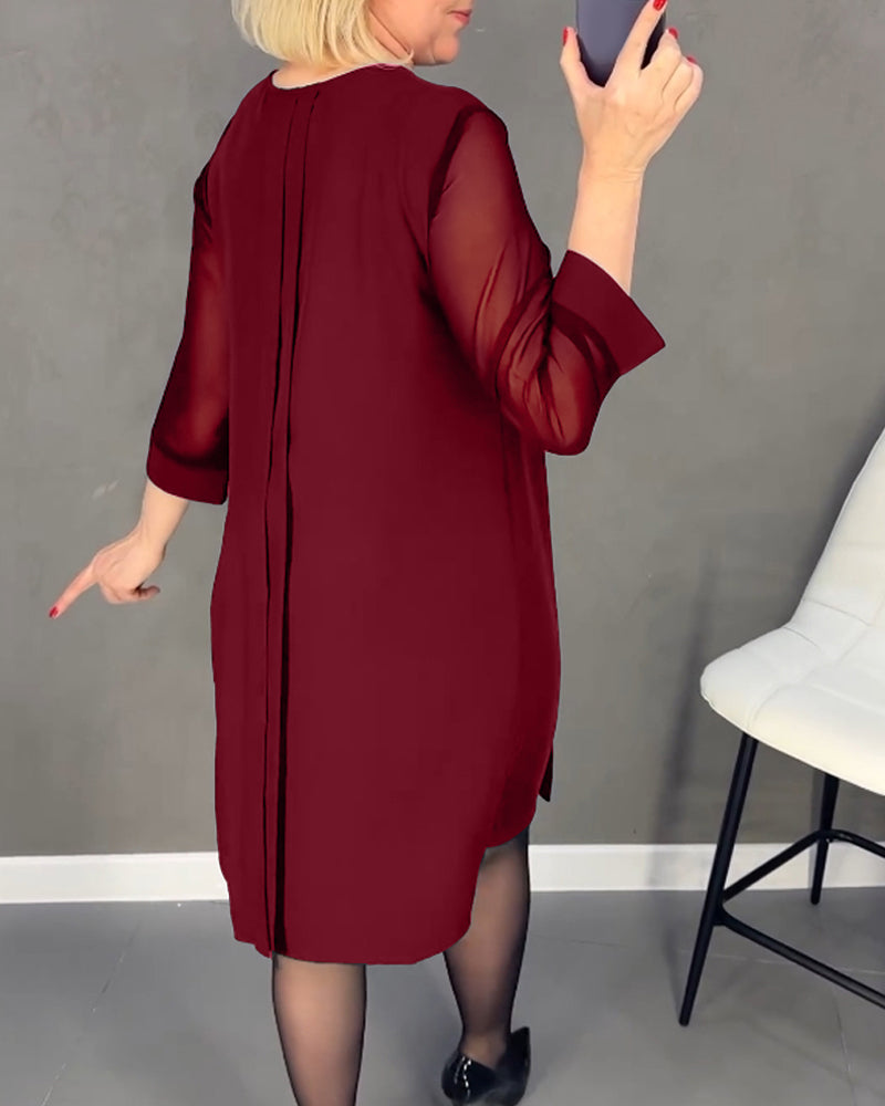 Elegantes Herbst-Shiftkleid mit Mesh-Details – Gabrielle