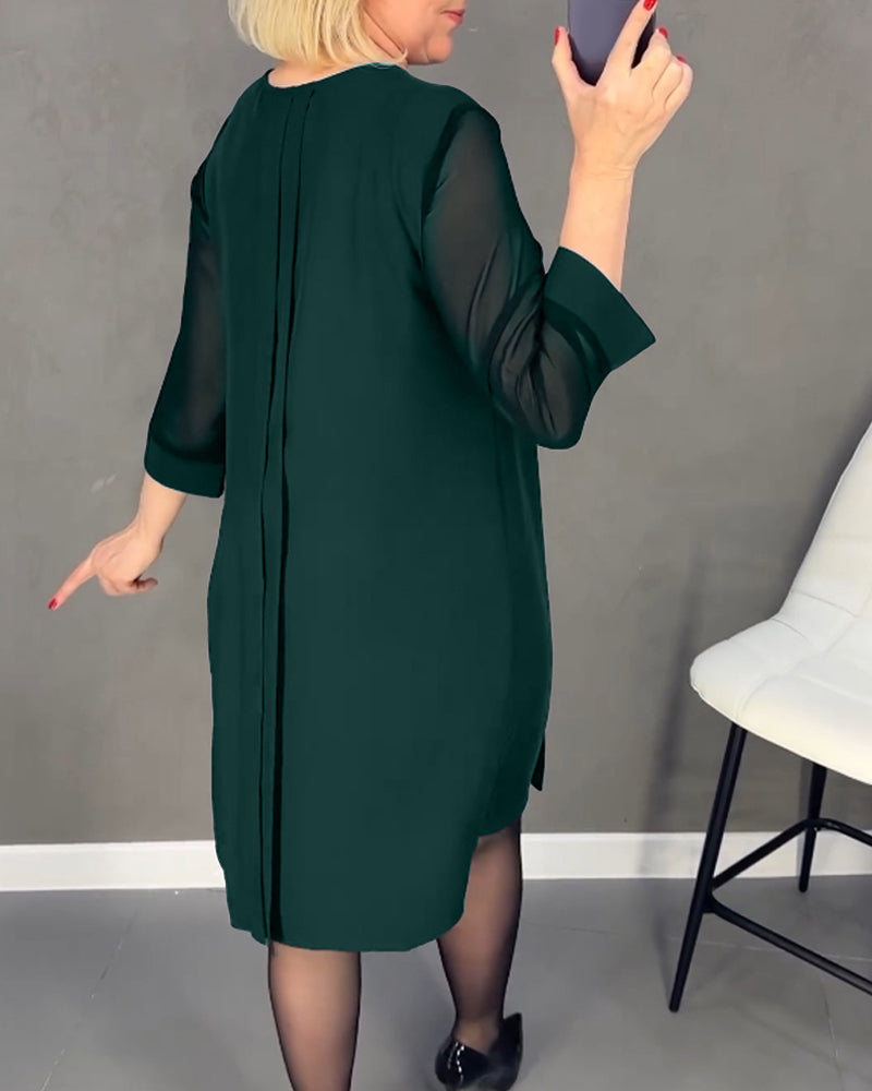 Elegantes Herbst-Shiftkleid mit Mesh-Details – Gabrielle