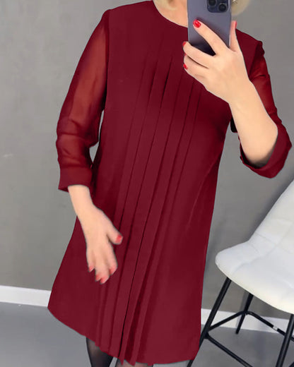 Elegantes Herbst-Shiftkleid mit Mesh-Details – Gabrielle
