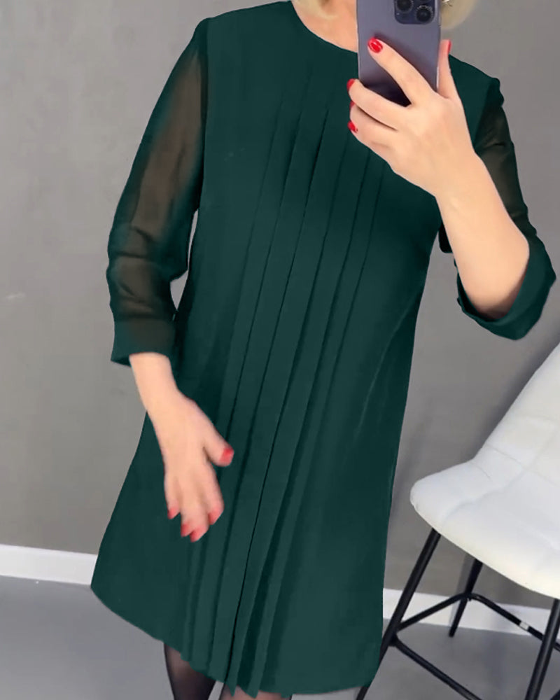 Elegantes Herbst-Shiftkleid mit Mesh-Details – Gabrielle