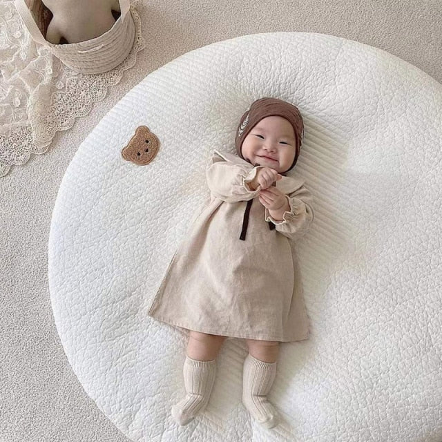 Gepolsterte Baby-Krabbelmatte aus Baumwolle mit Tiermotiv-Stickerei – 80 cm