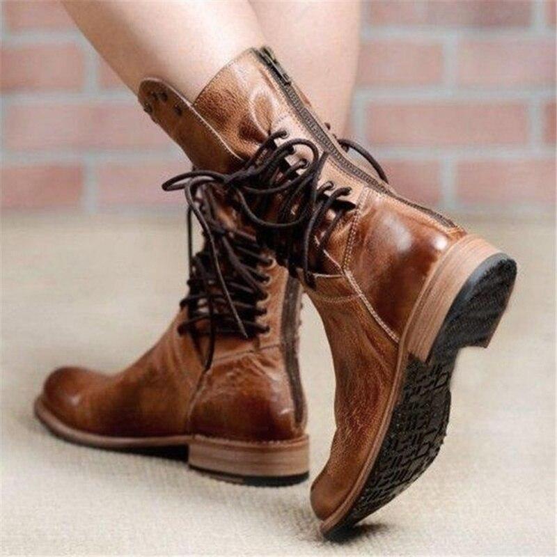 Braune Damen Leder Schnürstiefel – Freya
