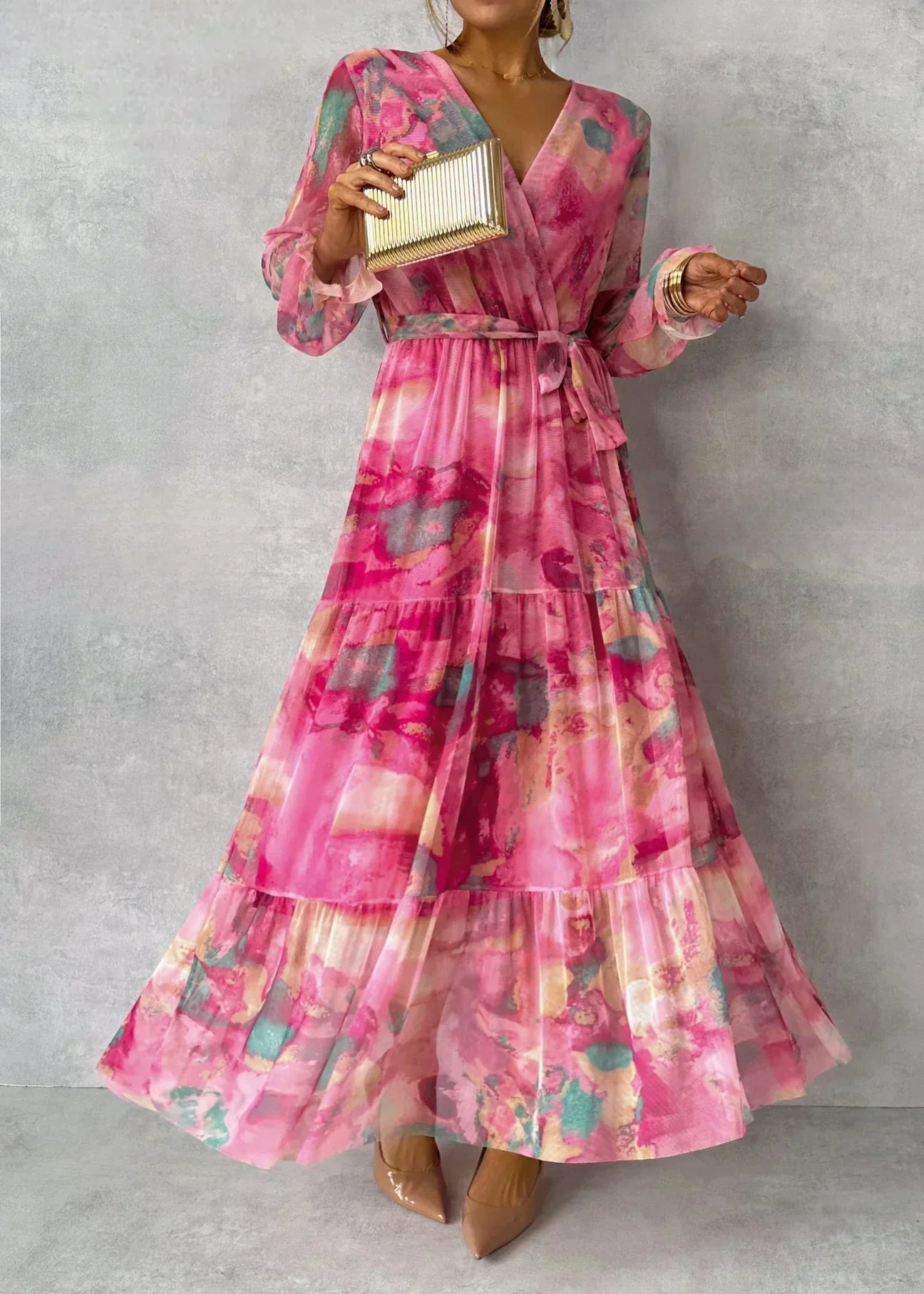 Herbstliches Florales Wickel-Maxikleid – Viviana
