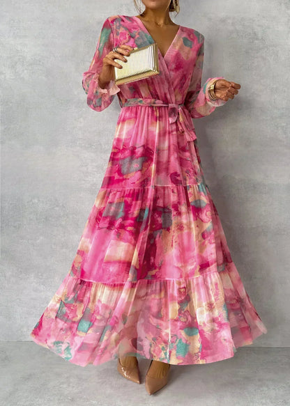 Herbstliches Florales Wickel-Maxikleid – Viviana