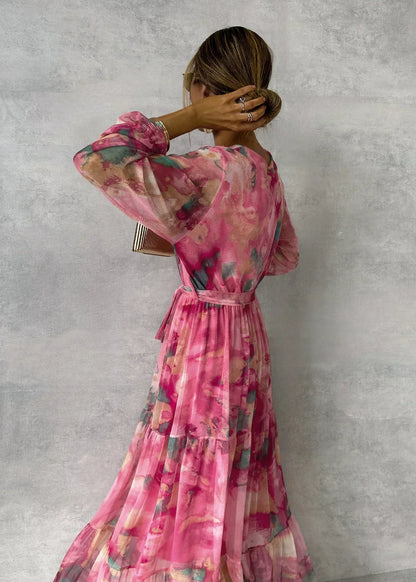 Herbstliches Florales Wickel-Maxikleid – Viviana
