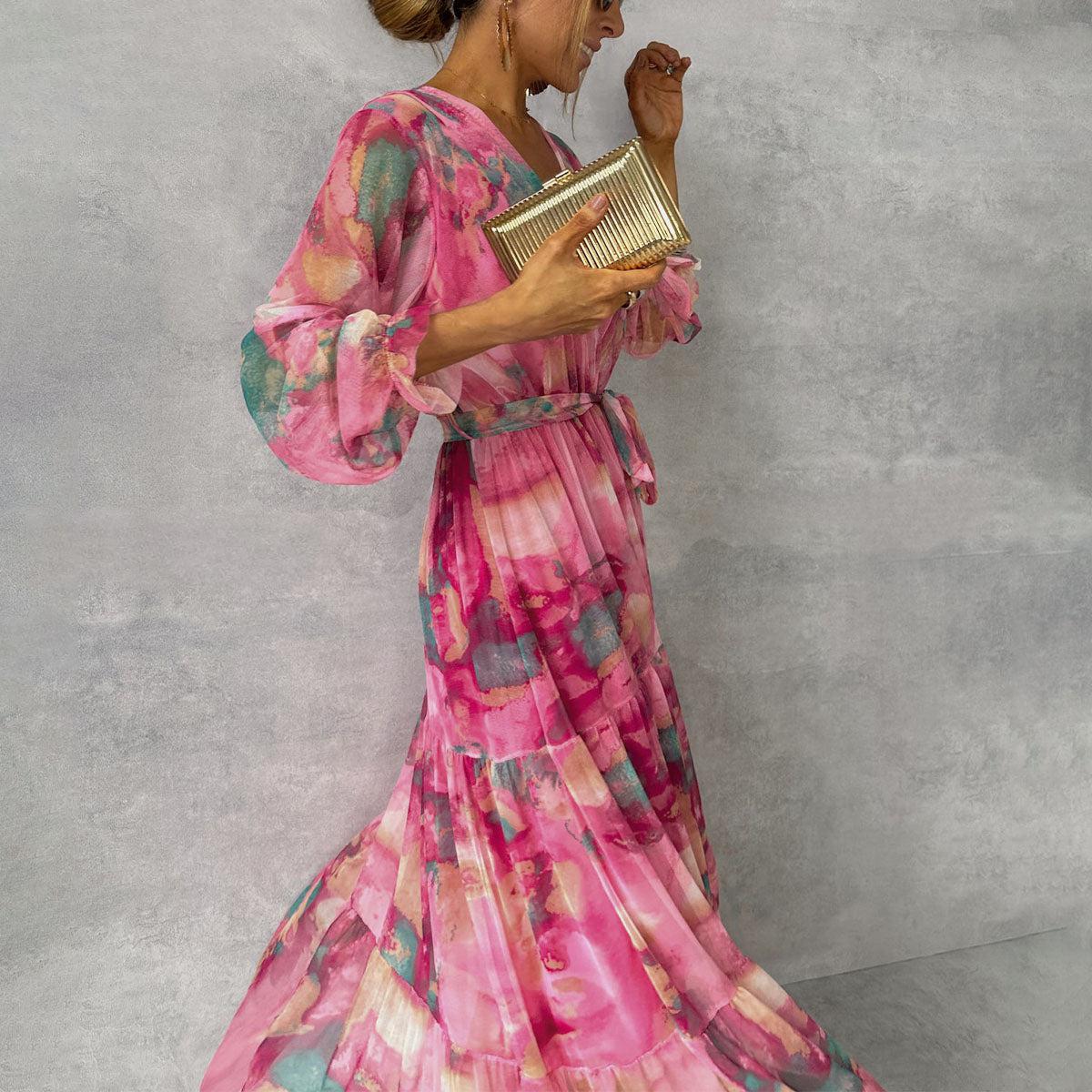 Herbstliches Florales Wickel-Maxikleid – Viviana