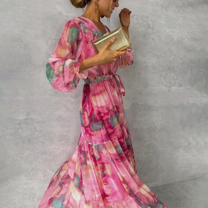Herbstliches Florales Wickel-Maxikleid – Viviana