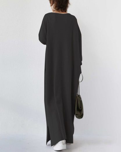 Herbstliches Maxikleid aus Baumwoll-Leinen-Mix – Sorella