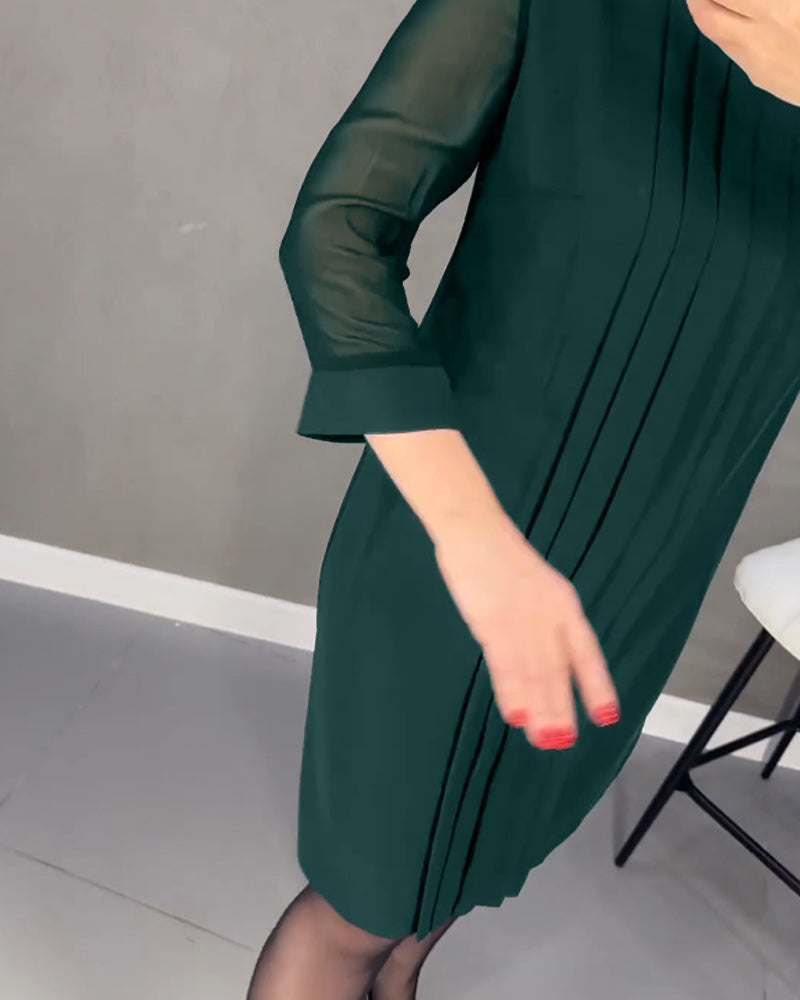 Elegantes Herbst-Shiftkleid mit Mesh-Details – Gabrielle