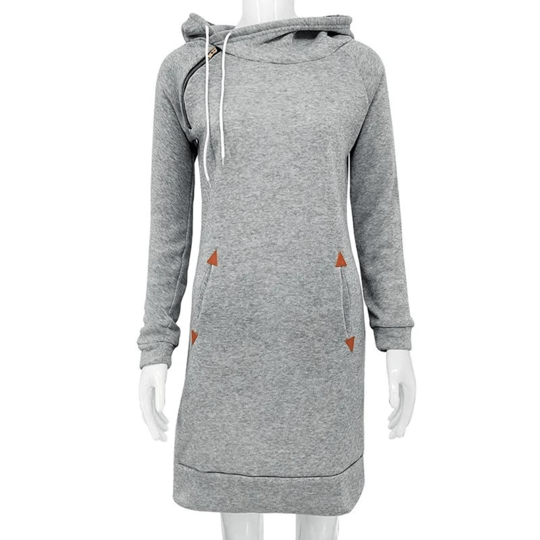 Herbstliches Kapuzen-Sweatkleid mit Taschen – Isabella