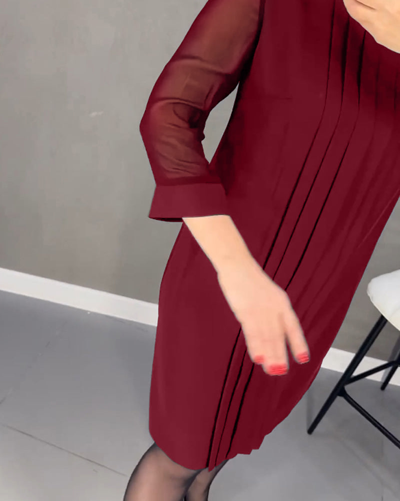 Elegantes Herbst-Shiftkleid mit Mesh-Details – Gabrielle