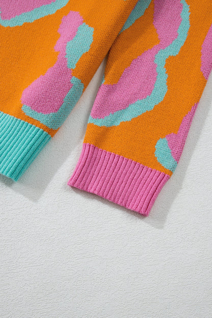 Damenpullover mit Colorblock-Leopardenmuster und Rundhalsausschnitt – Liora
