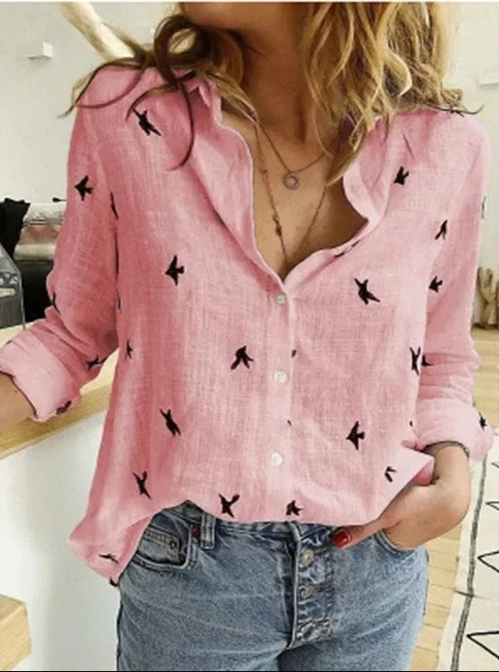 Herbstliche Vintage Bluse aus Leinenmix – Clara
