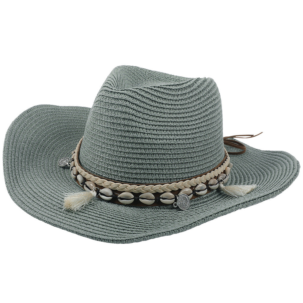 Leichter Sommerhut mit Muscheln und Quasten – Jasmine
